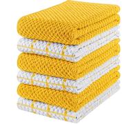 Utopia Towels - 6 Torchons de Cuisine - Serviettes de Cuisine 100% Coton - Lavable en Machine (38 x 64 cm) (Jaune et Blanc)