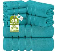 Utopia Towels - Ensemble de 8 Serviettes de Luxe 2 Serviettes de Bain 2 essuie-Mains et 4 débarbouillettes Ensemble de Serviettes très absorbantes filé à l'anneau (Turqouise)