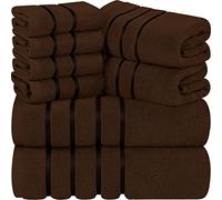 Utopia Towels - Ensemble de 8 Serviettes de Luxe 2 Serviettes de Bain 2 essuie-Mains et 4 débarbouillettes Ensemble de Serviettes très absorbantes filé à l'anneau (Marron)
