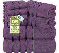 Utopia Towels - Ensemble de 8 Serviettes de Luxe 2 Serviettes de Bain 2 essuie-Mains et 4 débarbouillettes Ensemble de Serviettes très absorbantes filé à l'anneau (Prune)