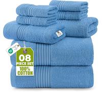 Utopia Towels: Ensemble de 8 Serviettes Haut de Gamme Comprenant 2 draps de Bain 2 Serviettes à Main et 4 Gants de Toilette en Coton pour la Maison Les hôtels et Les spas Absorbant (Bleu Electrique)