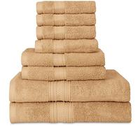 Utopia Towels: Ensemble de 8 Serviettes Haut de Gamme, Comprenant 2 draps de Bain 2 Serviettes à Main et 4 Gants de Toilette. en Coton pour la Maison, Les hôtels et Les spas Très absorbantes (Beige)
