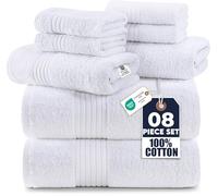 Utopia Towels: Ensemble de 8 Serviettes Haut de Gamme, Comprenant 2 draps de Bain 2 Serviettes à Main et 4 Gants de Toilette. en Coton pour la Maison, Les hôtels et Les spas Très absorbantes. (Blanc)