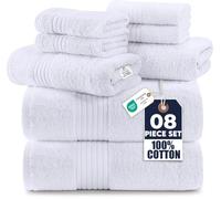 Utopia Towels: Ensemble de 8 Serviettes Haut de Gamme, Comprenant 2 draps de Bain 2 Serviettes à Main et 4 Gants de Toilette. en Coton pour la Maison, Les hôtels et Les spas Très absorbantes. (Blanc)