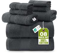 Utopia Towels Ensemble de 8 Serviettes, Très absorbantes, Gris | Haut de gamme, 2 draps de bain 2 serviettes à main 4 gants de toilette, En coton, Pour maison hôtels spas
