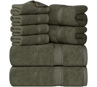 Utopia Towels Ensemble de Serviettes 8 pièces; 2 Serviettes de Bain, 2 essuie-Mains et 4 débarbouillettes - Coton - Qualité d'hôtel, Super Doux et très Absorbant (Olive poussiéreux)