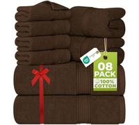 Utopia Towels Ensemble de Serviettes 8 pièces; 2 Serviettes de Bain, 2 essuie-Mains et 4 débarbouillettes - Coton - Qualité d'hôtel, Super Doux et très Absorbant (Marron foncé)