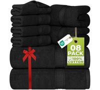 Utopia Towels Ensemble de Serviettes de Bain 8 pièces; 2 Serviettes de Bain, 2 essuie-Mains et 4 débarbouillettes - Coton - Qualité d'hôtel, Super Doux et très Absorbant (Noir)