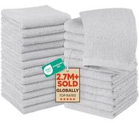Utopia Towels Gants de Toilette, 30x30 CM, Lot de 24, Argent | 100% Coton filé à l'anneau, Très absorbants