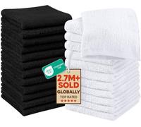 Utopia Towels Gants de Toilette, 30x30 CM, Lot de 24, Gris, Blanc | 100% Coton filé à l'anneau, Très absorbants
