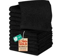 Utopia Towels Lot de 12 débarbouillettes en coton filé à l'anneau, 100 % coton, de qualité supérieure, très absorbantes et douces au toucher (noir)