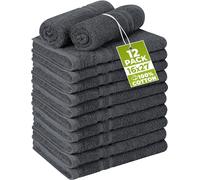 Utopia Towels Lot de 12 serviettes 100 % coton résistantes à l'eau de Javel pour salon et salle de sport, serviettes essuie-mains, 40,6 x 68,6 cm, gris foncé