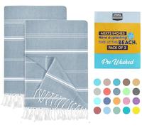 Utopia Towels Lot de 2 Fouta de Plage Turques XXL (100 x 180 CM), Serviettes de Plage surdimensionnée 100% Coton Oeko-TEX Drap de Bain sans Sable, Légères, Absorbantes, Séchage Rapide (Bleu Denim)