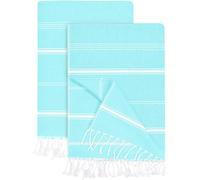 Utopia Towels Lot de 2 Fouta de Plage Turques XXL (100 x 180 CM), Serviettes de Plage surdimensionnée 100% Coton Oeko-TEX Drap de Bain sans Sable, Légères, Absorbantes, Séchage Rapide (Aqua)