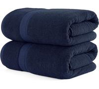 Utopia Towels - Lot de 2 Serviettes de Sauna XXL (80 x 200 cm), Draps de Bain Extra-Larges Avec Crochet, Très Absorbant, 100% Coton (Bleu Marine)
