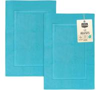 Utopia Towels Lot de 2 Tapis de Bain à Bandes en Coton, 53,3 x 86,4 cm, 100% Coton filé à l'anneau, très absorbants, lavables en Machine, pour Douche, Sol de Salle de Bain, Turquoise