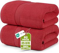 Utopia Towels - Lot de 2 très grands draps de bain - 600 g/m² - 100 % coton filé à l'anneau très absorbant et à séchage rapide, super doux, qualité hôtelière (89 x 178 cm, rouge)