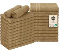 Utopia Towels Lot de 24 Serviettes 100% Coton résistantes à l'eau de Javel pour Salon et Salle de Sport, Serviettes essuie-Mains, 40,6 x 68,6 cm, Beige