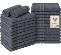 Utopia Towels Lot de 24 Serviettes de Salon en Coton résistantes à l'eau de Javel (40,6 x 68,6 cm) - Serviettes de Sport sans Danger pour l'eau de Javel (Gris foncé)