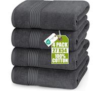 Utopia Towels - Lot de 4 Grandes Serviettes de Bain (69 x 137 cm) -100% Coton Ultra-Douces, qualité hôtelière, très absorbantes, pour la Salle de Bain la Douche la Plage et Un Usage Quotidien. (Gris)