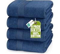 Utopia Towels - Lot de 4 Grandes Serviettes de Bain (69 x 137 cm) -100% Coton ultra-douces, qualité hôtelière, très absorbantes, pour la salle de bain la douche la plage et un usage quotidien.(Marine)