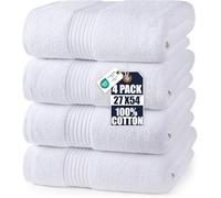 Utopia Towels - Lot de 4 Grandes Serviettes de Bain (69 x 137 cm) -100% Coton ultra-douces, qualité hôtelière, très absorbantes, pour la salle de bain la douche la plage et un usage quotidien. (Blanc)