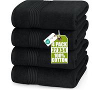 Utopia Towels - Lot de 4 Grandes Serviettes de Bain (69 x 137 cm) -100% Coton Ultra-Douces, qualité hôtelière, très absorbantes, pour la Salle de Bain la Douche la Plage et Un Usage Quotidien. (Noir)