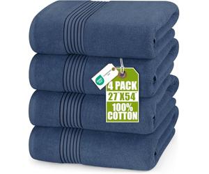 Utopia Towels Lot de 4 Grandes Serviettes de Bain, 69 x 137 cm, Bleu Marine