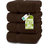 Utopia Towels - Lot de 4 Serviettes de Bain (69x137 cm) - 100% Coton filé à l'anneau, séchage Rapide, très absorbantes, Douces au Toucher, parfaites pour Un Usage Quotidien - Marron foncé