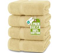 Utopia Towels - Lot de 4 Serviettes de Bain (69x137 cm) - 100% Coton filé à l'anneau, séchage Rapide, très absorbantes, Douces au Toucher, parfaites pour Un Usage Quotidien - Beige