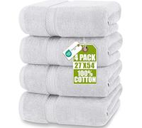 Utopia Towels - Lot de 4 Serviettes de Bain (69x139 cm) - 100% Coton filé à l'anneau, séchage Rapide, très absorbantes, Douces au Toucher, parfaites pour Un Usage Quotidien - Argent