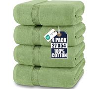 Utopia Towels - Lot de 4 Serviettes de Bain (69x139 cm) - 100% Coton filé à l'anneau, séchage Rapide, très absorbantes, Douces au Toucher, parfaites pour Un Usage Quotidien - Vert Sauge