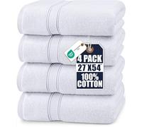 Utopia Towels - Lot de 4 Serviettes de Bain luxueuses - 100% Coton filé à l'anneau, séchage Rapide, très absorbantes, Douces au Toucher, parfaites pour Un Usage Quotidien - Blanc