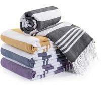 Utopia Towels - Lot de 4 Serviettes de Plage Turques (101,6 x 183 cm) - Serviettes Turques surdimensionnées, sans Sable, à séchage Rapide, prélavées pour Un Toucher Doux, Grande Serviette Peshtemal