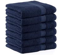 Utopia Towels - Lot de 6 (50 x 100 cm), Seviettes essuie-Mains, Serviettes de Toilette, très Absorbant avec Crochet, 100% Coton (Bleu Marine)