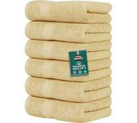 Utopia Towels Lot de 6 essuie-mains de qualité supérieure (40,6 x 71,1 cm) 100 % coton filé à l’anneau, légers et très absorbants, pour salle de bain, voyage, camping, hôtel et spa (beige)