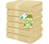 Utopia Towels - Lot de 6 Serviettes de Bain 100% Coton, 60 x 120 cm, Beige | Coton filé à l'anneau, Moyennes, légères et très absorbantes, Séchage rapide, Pour hôtel, spa et salle de bains