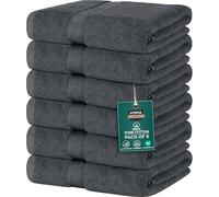 Utopia Towels Lot de 6 Serviettes de Bain Moyennes, 500 g/m², 100% Coton filé à l'anneau, légères et très absorbantes, séchage Rapide, pour hôtel, Spa et Salle de Bain, Gris, 61 x 122 cm