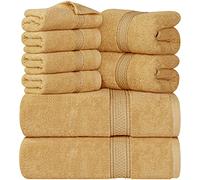 Utopia Towels - Lot de 8 Serviettes avec 2 Serviettes de Bain, 2 essuie-Mains et 4 débarbouillettes, 600 g/m², 100% Coton filé à l'anneau Absorbant, pour Salle de Bain, hôtel, Spa (Beige)