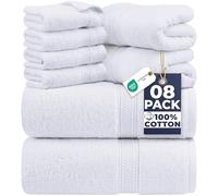 Utopia Towels - Lot de 8 Serviettes en Coton avec Crochet de Suspension - 2 Serviettes de Bain, 2 Serviettes et 4 Serviettes de Toilette - (Blanc)