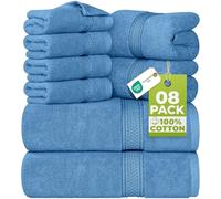 Utopia Towels - Lot de 8 Serviettes en Coton avec Crochet de Suspension - 2 Serviettes de Bain, 2 Serviettes et 4 Serviettes de Toilette - (Bleu électrique)