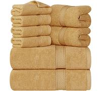 Utopia Towels - Lot de 8 Serviettes en Coton avec Crochet de Suspension - 2 Serviettes de Bain, 2 Serviettes et 4 Serviettes de Toilette - (Beige)