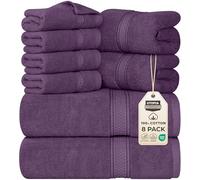 Utopia Towels - Lot de 8 Serviettes en Coton avec Crochet de Suspension - 2 Serviettes de Bain, 2 Serviettes et 4 Serviettes de Toilette - (Prune)