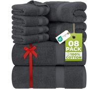 Utopia Towels - Lot de 8 Serviettes en Coton avec Crochet de Suspension - 2 Serviettes de Bain, 2 Serviettes et 4 Serviettes de Toilette - (Gris)