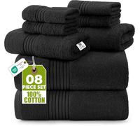 Utopia Towels - Lot de 8 Serviettes incluant 2 Serviettes de Bain, 2 essuie-Mains et 4 débarbouillettes, 100% Coton filé à l’Anneau Absorbant, pour Salle de Bain, hôtel, Sports, Noir