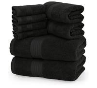 Utopia Towels - Lot de 8 Serviettes incluant 2 Serviettes de Bain, 2 essuie-Mains et 4 débarbouillettes, 100% Coton filé à l’Anneau Absorbant, pour Salle de Bain, hôtel, Sports, Noir