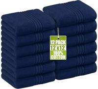 Utopia Towels - Lot de Serviettes de Luxe 30 x 30 CM Bleu Marine - Serviettes de Toilette et Gants de Toilette en Flanelle très absorbants (Lot de 12)