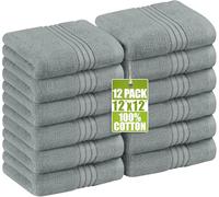 Utopia Towels - Lot de Serviettes de Luxe 30 x 30 CM Gris Froid - Serviettes de Toilette et Gants de Toilette en Flanelle très absorbants (Lot de 12)