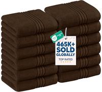 Utopia Towels - Lot de Serviettes de Luxe 30 x 30 CM Marron foncé - Serviettes de Toilette et Gants de Toilette en Flanelle très absorbants (Lot de 12)