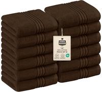 Utopia Towels - Lot de Serviettes de Luxe 30 x 30 CM Marron foncé - Serviettes de Toilette et Gants de Toilette en Flanelle très absorbants (Lot de 12)